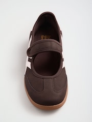 Friends Like These Chocolate Brown Flat Mary Jane Ballerina Style Trainers - Image 4 of 4