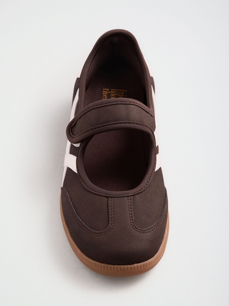 Friends Like These Chocolate Brown Flat Mary Jane Ballerina Style Trainers - Image 4 of 4 Friends Like These Chocolate Brown Flat Mary Jane Ballerina Style Trainers - Image 4 of 4