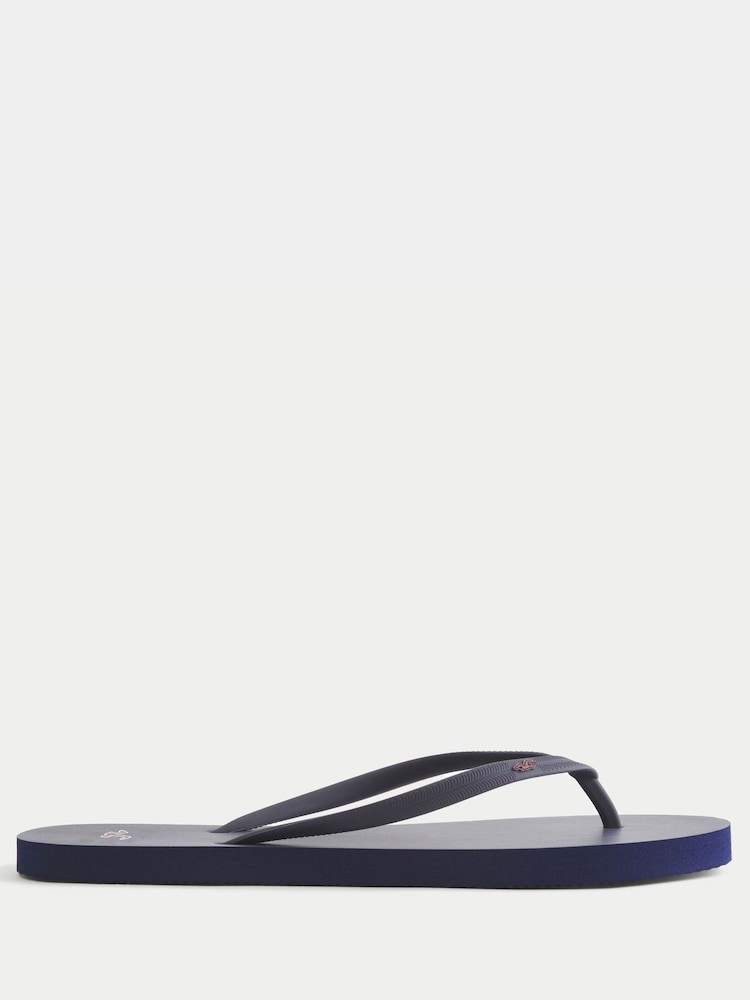 Hollister Blue Rubber Logo Flip Flops - Image 1 of 2 Hollister Blue Rubber Logo Flip Flops - Image 1 of 2