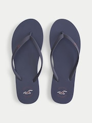 Hollister Blue Rubber Logo Flip Flops - Image 2 of 2