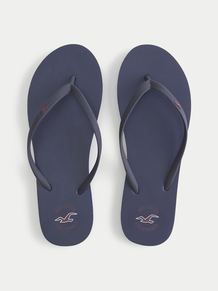 Hollister Blue Rubber Logo Flip Flops - Image 2 of 2 Hollister Blue Rubber Logo Flip Flops - Image 2 of 2