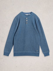 White Stuff Blue Attadale Henley Jumper - Image 1 of 2
