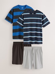 Blue Stripe Stripe Short Sleeve Jersey Pyjamas Set 2 Pack - Image 1 of 14