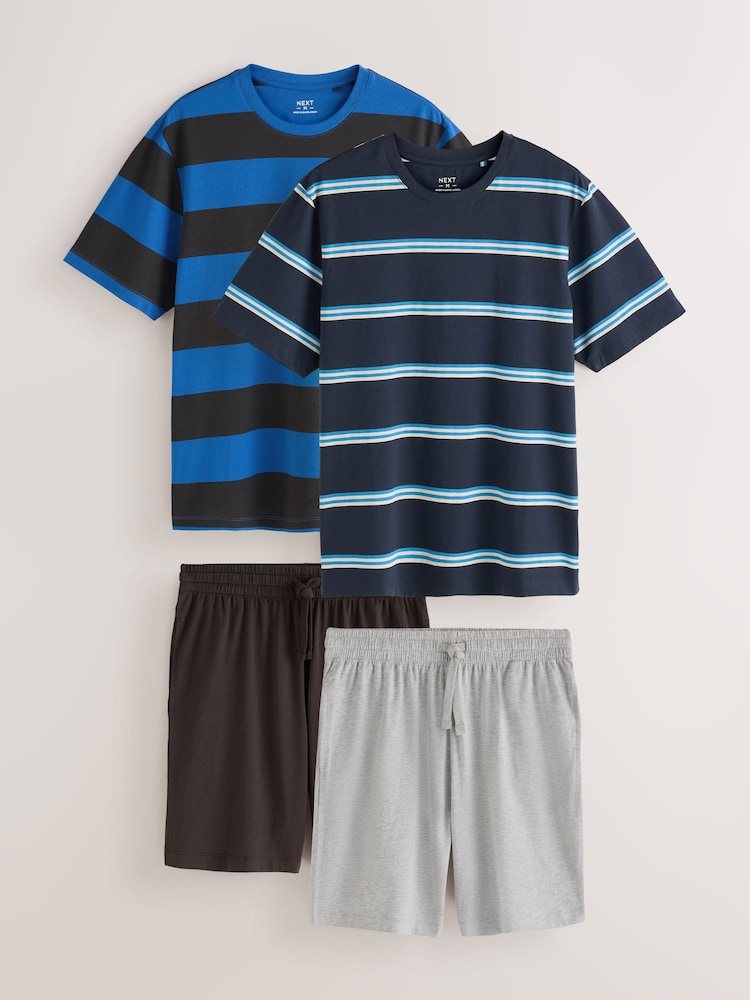 Blue Stripe Stripe Short Sleeve Jersey Pyjamas Set 2 Pack - Image 1 of 14 Blue Stripe Stripe Short Sleeve Jersey Pyjamas Set 2 Pack - Image 1 of 14