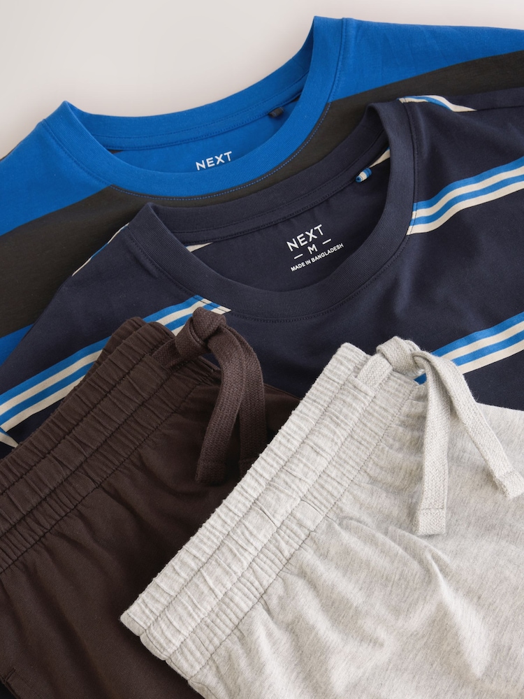 Blue Stripe Stripe Short Sleeve Jersey Pyjamas Set 2 Pack - Image 14 of 14 Blue Stripe Stripe Short Sleeve Jersey Pyjamas Set 2 Pack - Image 14 of 14