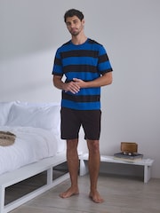 Blue Stripe Stripe Short Sleeve Jersey Pyjamas Set 2 Pack - Image 6 of 14