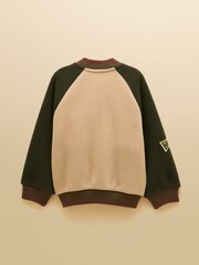 Joules Boys' Camden Tan Brown Fleece Bomber Jacket - Image 2 of 5