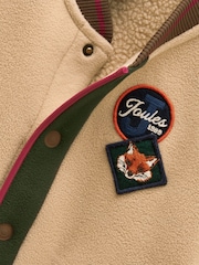 Joules Boys' Camden Tan Brown Fleece Bomber Jacket - Image 3 of 5