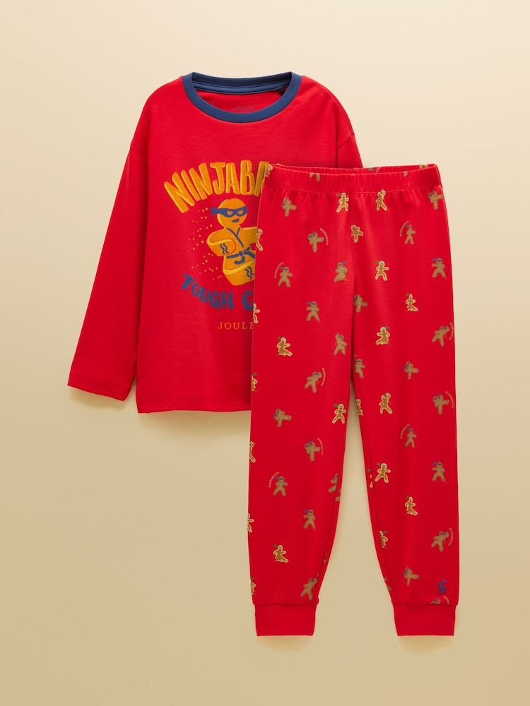 Joules Boys' Kipwell Red Long Sleeve Pyjama Set - Image 1 of 9 Joules Boys' Kipwell Red Long Sleeve Pyjama Set - Image 1 of 9