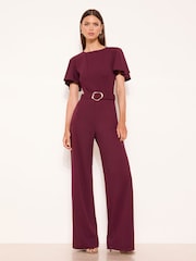 Бургундия кызыл - Lipsy кыска жеңдүү комбинезон - 5ичинен 1 сүрөт