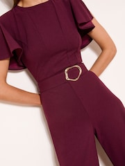 Бургундия кызыл - Lipsy кыска жеңдүү комбинезон - 5ичинен 5 сүрөт