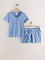 Blue Pointelle Short Pyjamas Set - Image 9 of 11
