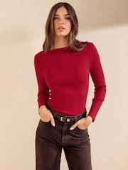 Friends Like These Cobalt Blue Long Sleeve Ribbed Boat Neck T-Shirt - Image 5 of 6