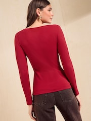 Friends Like These Cobalt Blue Long Sleeve Ribbed Boat Neck T-Shirt - Image 6 of 6