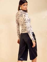 Friends Like These Neutral Draped Long Sleeve Top - Image 6 of 6
