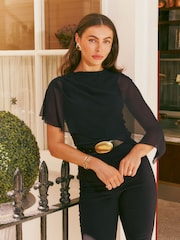 Friends Like These Black Cape Chiffon Top - Image 1 of 6