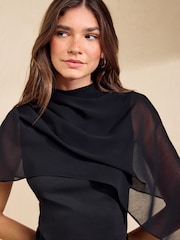 Friends Like These Black Cape Chiffon Top - Image 4 of 6