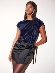Friends Like These Navy Velvet Short Sleeve Top - Image 2 of 5