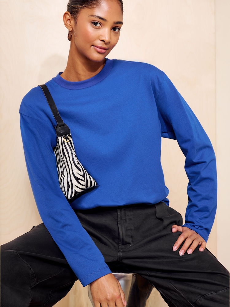 Friends Like These Cobalt Blue Long Sleeve Boxy T-Shirt - Image 1 of 6