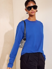 Friends Like These Cobalt Blue Long Sleeve Boxy T-Shirt - Image 4 of 6