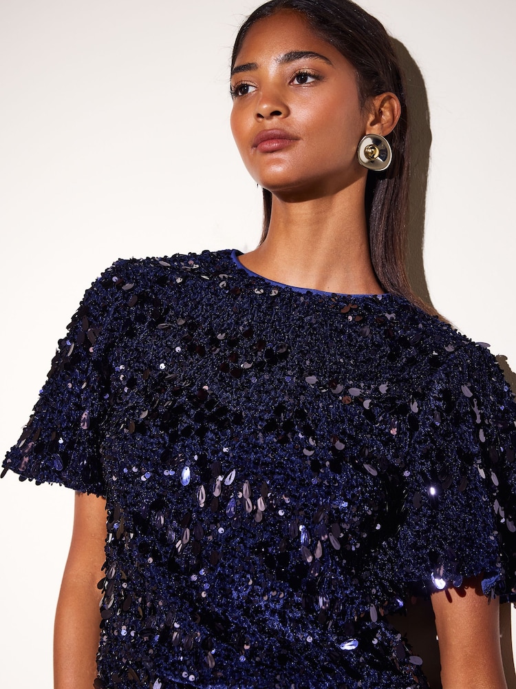 Friends Like These Navy Sequin Top - Image 1 of 5