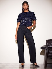 Friends Like These Navy Sequin Top - Image 3 of 5