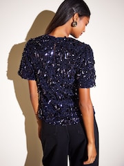 Friends Like These Navy Sequin Top - Image 5 of 5