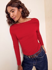 Rot - Friends Like These Long Sleeve Ribbed Boat Neck T-Shirt - Bild 5 von 5