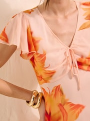 Friends Like These Ivory Polka Dot Metallic Short Sleeve Midi Dress - Image 2 of 4