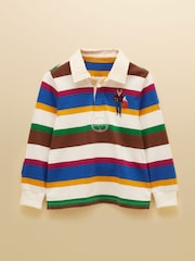 Joules Boys' Rugby Club Multi Stripe Long Sleeve Rugby Shirt - Image 3 of 8