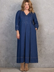 Live Unlimited Blue Denim V-Neck Dress - Image 1 of 10