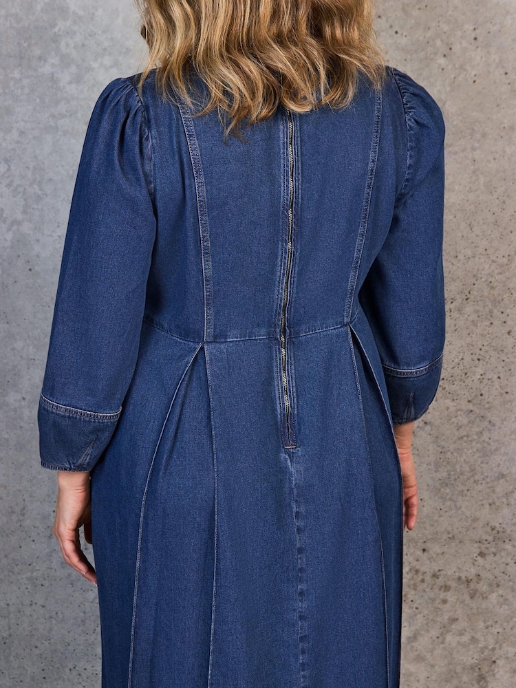 Live Unlimited Blue Denim V-Neck Dress - Image 10 of 10 Live Unlimited Blue Denim V-Neck Dress - Image 10 of 10