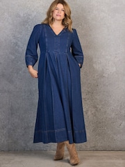 Live Unlimited Blue Denim V-Neck Dress - Image 2 of 10