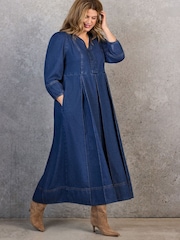 Live Unlimited Blue Denim V-Neck Dress - Image 3 of 10