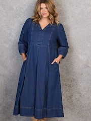 Live Unlimited Blue Denim V-Neck Dress - Image 4 of 10