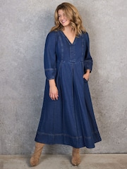 Live Unlimited Blue Denim V-Neck Dress - Image 5 of 10