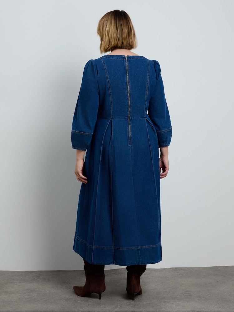 Live Unlimited Blue Denim V-Neck Dress - Image 5 of 5 Live Unlimited Blue Denim V-Neck Dress - Image 5 of 5