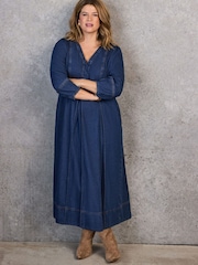 Live Unlimited Blue Denim V-Neck Dress - Image 7 of 10