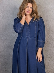 Live Unlimited Blue Denim V-Neck Dress - Image 8 of 10
