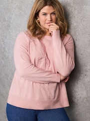 Live Unlimited Pink Floral Placement Knitted Jumper - Image 3 of 6