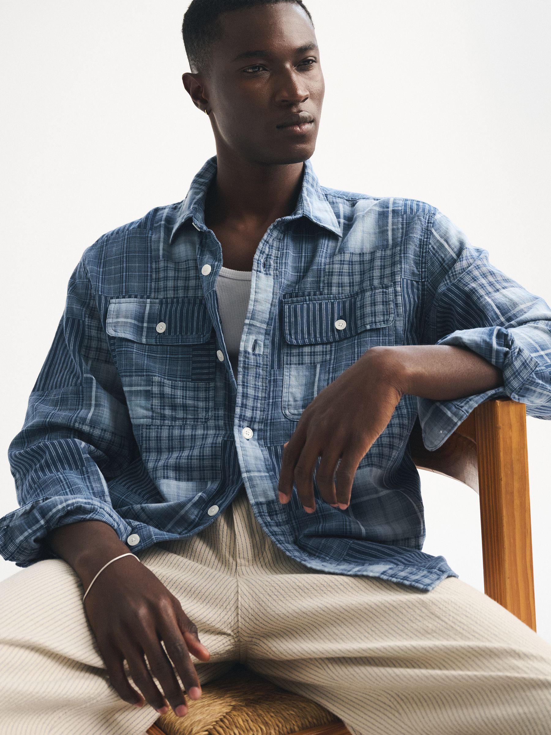 ジャケット・アウター 23AW STOF Double Face Shirt Jacket Buy Abercrombie & Fitch Blue Long Sleeve Double Cloth Shirt Jacket