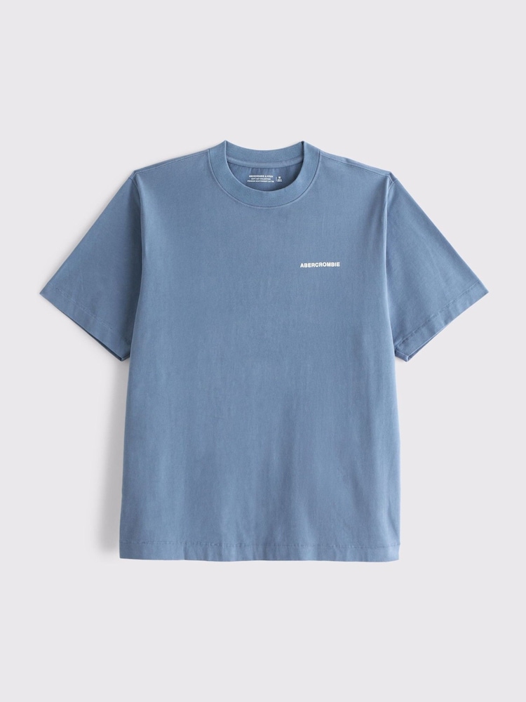 Abercrombie & Fitch Blue Premium Heavyweight 2.0 Logo T-Shirt - Image 1 of 3