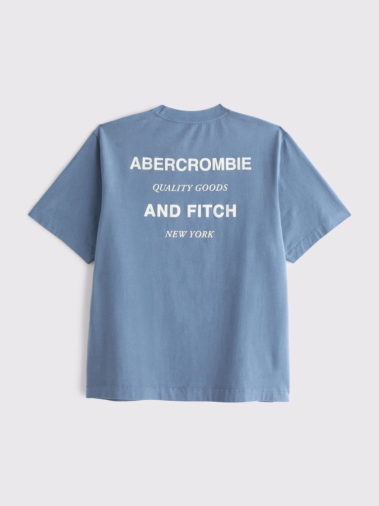 Abercrombie & Fitch Blue Premium Heavyweight 2.0 Logo T-Shirt - Image 2 of 3