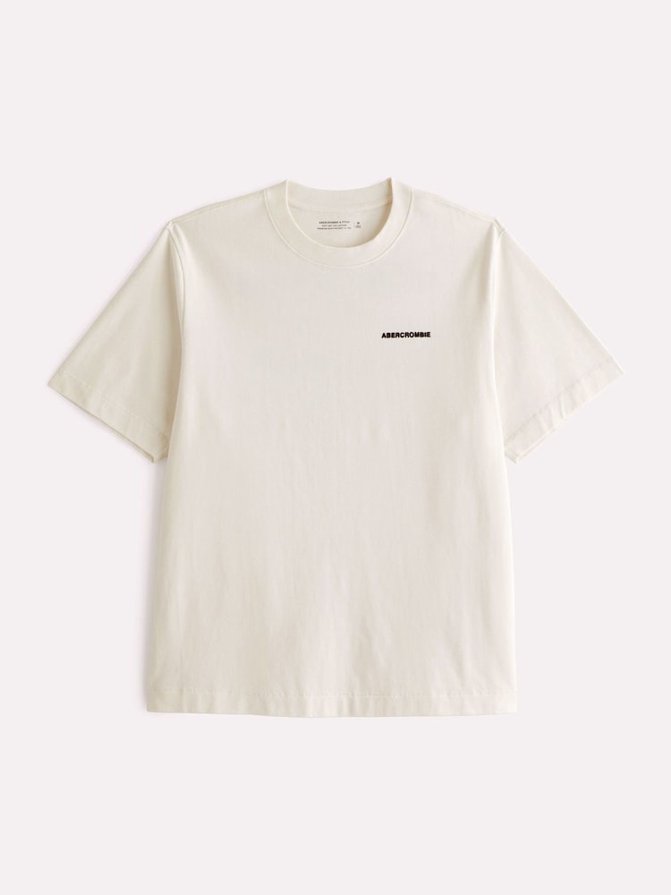 Abercrombie & Fitch White Premium Heavyweight 2.0 Logo T-Shirt - Image 1 of 3