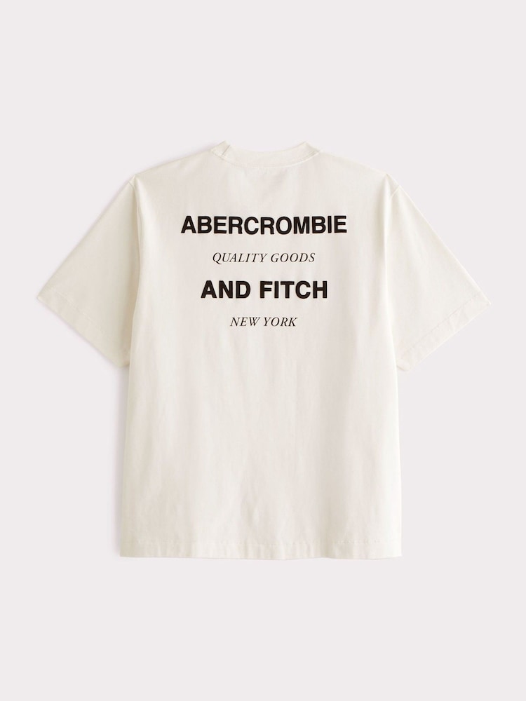 Abercrombie & Fitch White Premium Heavyweight 2.0 Logo T-Shirt - Image 2 of 3