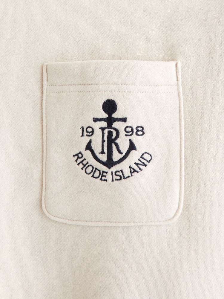 Abercrombie & Fitch Cream Graphic Half Zip Collar Jumper - Image 2 of 2