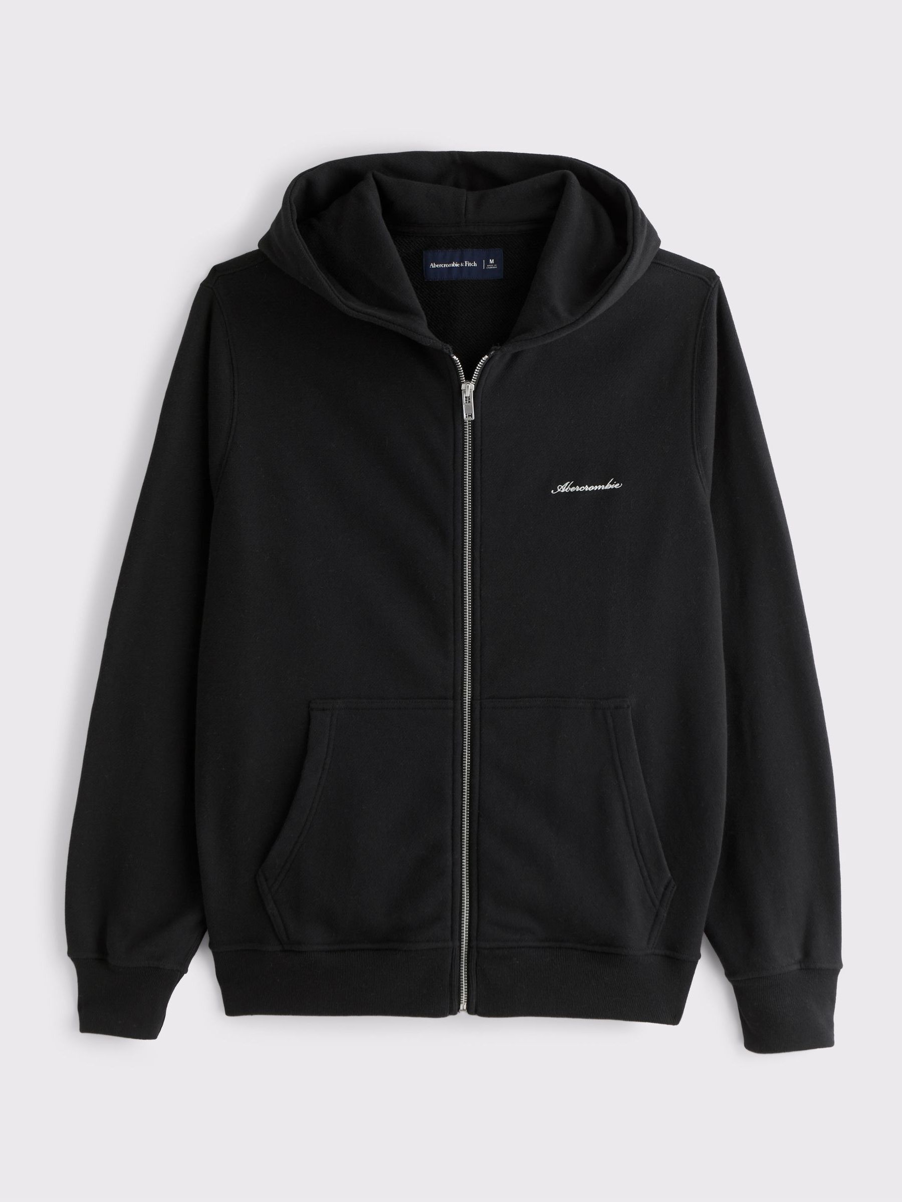 Buy Abercrombie & Fitch Black Logo Full Zip Long Sleeve Hoodie