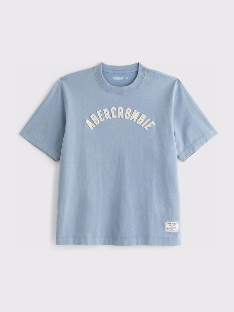 Bleu - Abercrombie & Fitch Logo Short Sleeve Crew Neck T-Shirt - Image 1 sur 2