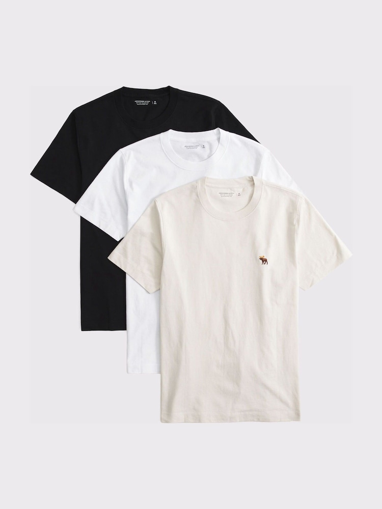 Abercrombie & Fitch Slim Polished Signature Icon T-Shirts 3 Pack - Imaginea 1 din 2