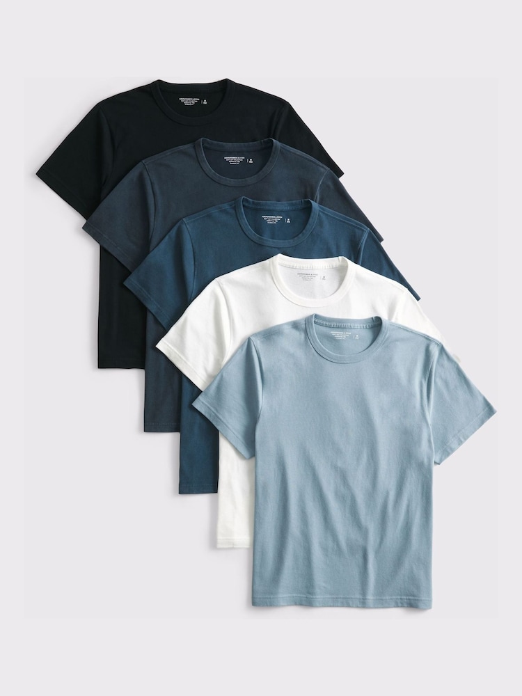 Abercrombie & Fitch Blue Classic Short Sleeve Crew Neck T-Shirts 5 Pack - Image 1 of 3